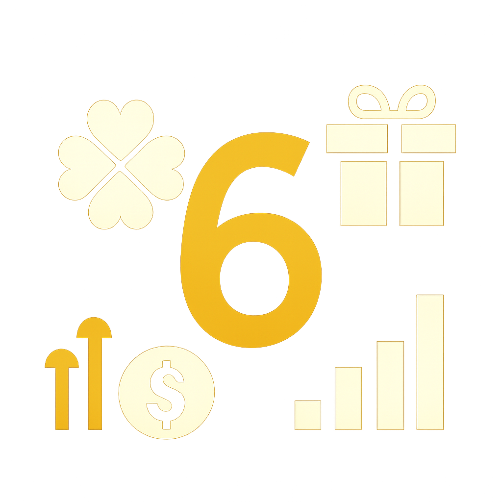 An icon representing 6 Club Lottery resources, designed in a professional manner.
