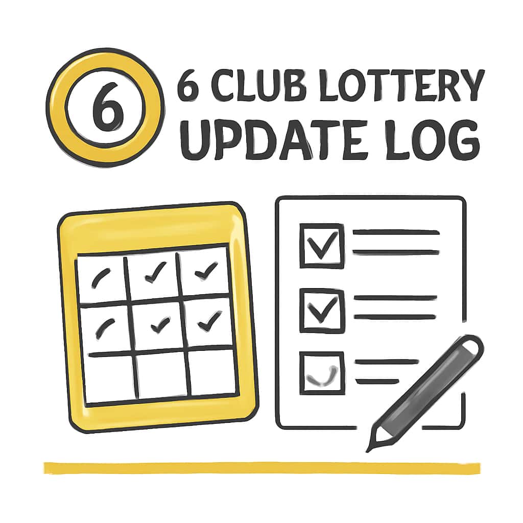 An educational diagram depicting key features of the 6 Club Lottery Update Log.