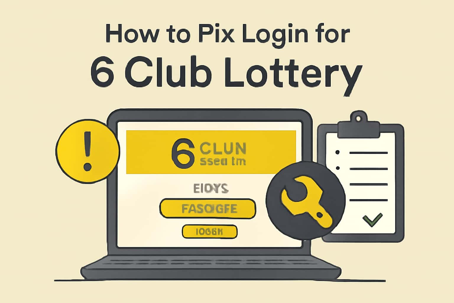 An informative visual representation about fixing login issues for the 6 Club Lottery.