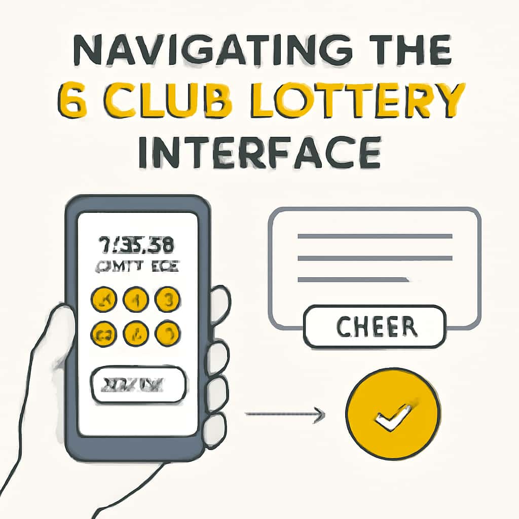 An educational diagram illustrating features of the 6 Club Lottery interface.