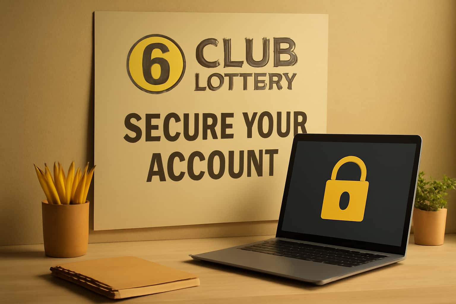 Visual representation of securing an online account, themed in #c7bc22.