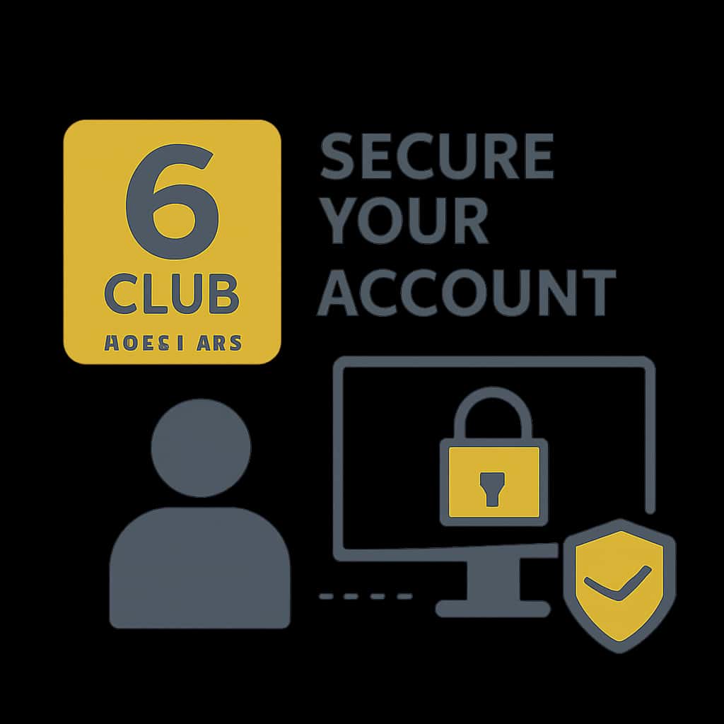 Illustration detailing account security practices for 6 Club Lottery.