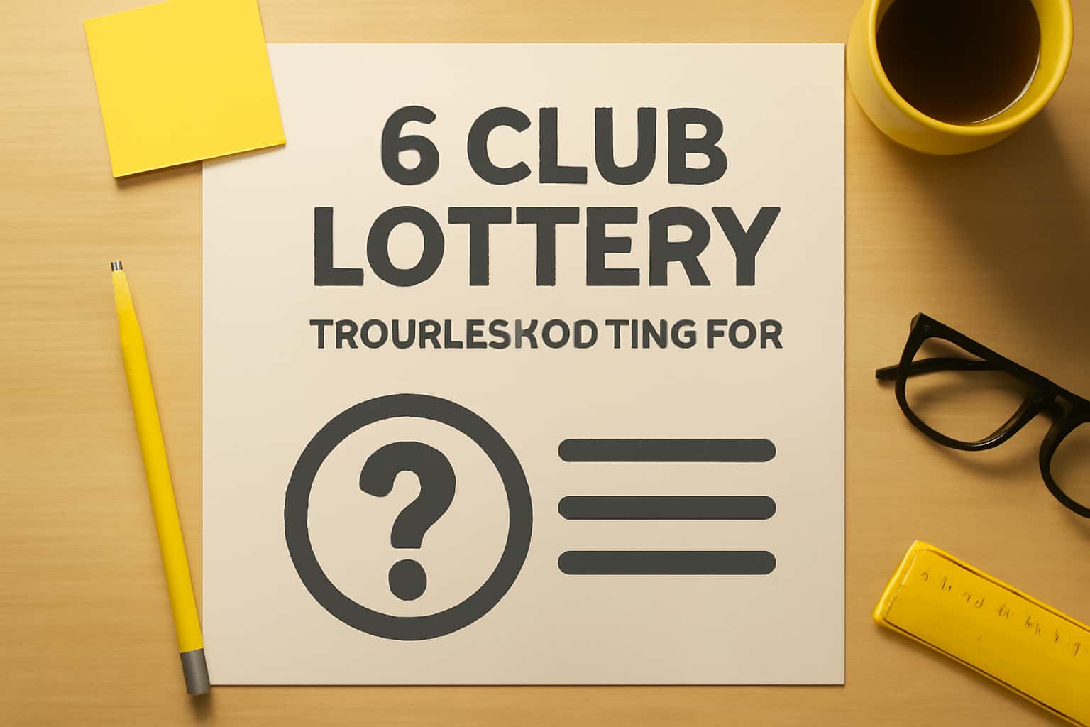 An informational graphic illustrating the topic of Troubleshooting for 6 Club Lottery.