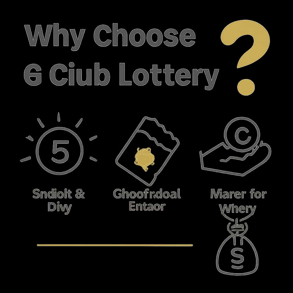 An educational diagram illustrating key features of 6 Club Lottery.